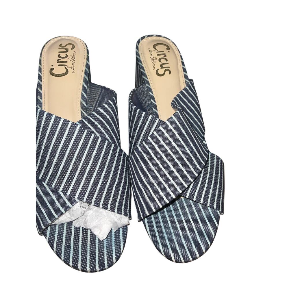 Circus by Sam Edelman Coastal Preppy Nautical Striped Mules GUC Sz 8.5